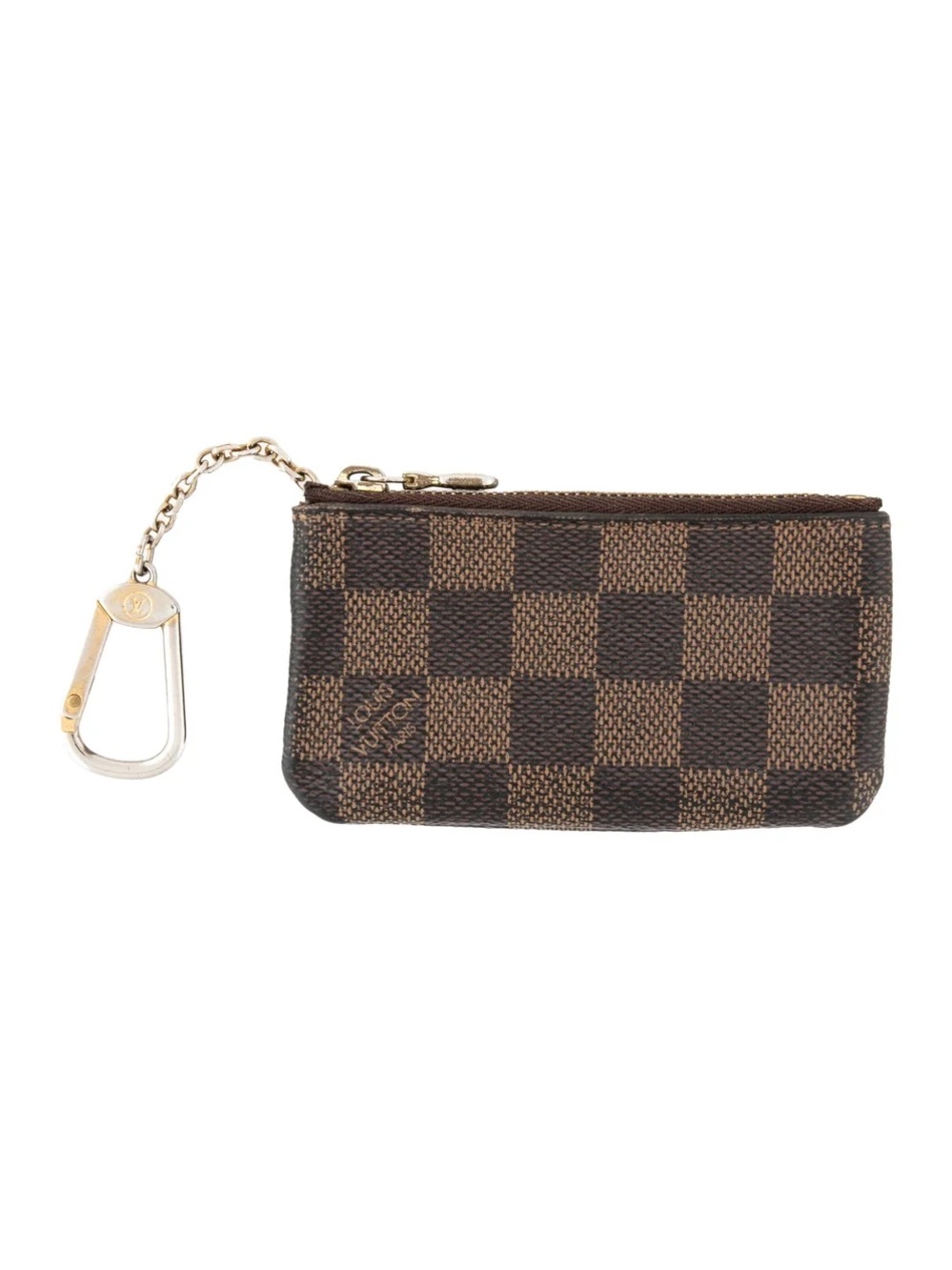Authentic Louis Vuitton Key Pouch Brown Checkered Coin Pouch with BROKEN Clip